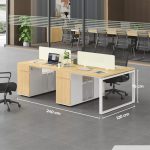 Cụm bàn làm việc 4 người LBV72.2 240x120 - Vân gỗ nhạt