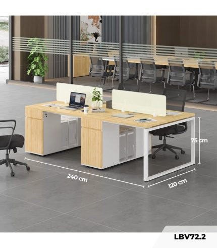 Cụm bàn làm việc 4 người LBV72.2 240x120 - Vân gỗ nhạt