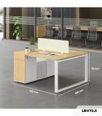 Cụm bàn làm việc 2 người LBV72.3 120x120 - Vân gỗ nhạt
