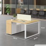 Cụm bàn làm việc 2 người LBV72.3 120x120 - Vân gỗ nhạt