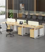 Cụm bàn làm việc 6 người LBV73.1 360x120 - Vân gỗ nhạt