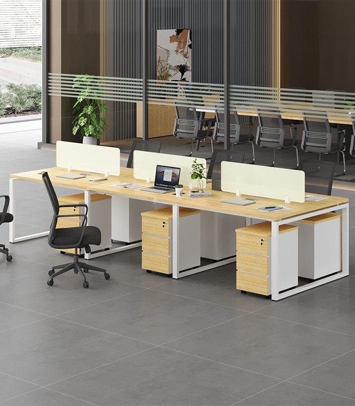 Cụm bàn làm việc 6 người LBV73.1 360x120 - Vân gỗ nhạt