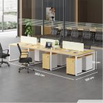 Cụm bàn làm việc 6 người LBV73.1 360x120 - Vân gỗ nhạt