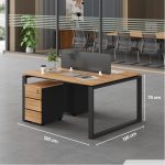 Cụm bàn làm việc 2 người LBV73.10 120x120 - Vân gỗ đậm