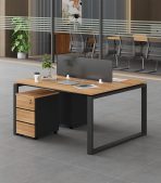 Cụm bàn làm việc 2 người LBV73.10 120x120 - Vân gỗ đậm