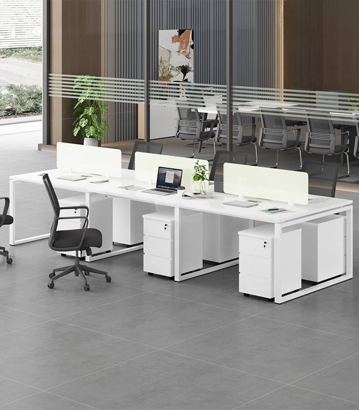 Cụm bàn làm việc 6 người LBV73.11 360x120 - Trắng