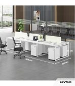 Cụm bàn làm việc 6 người LBV73.11 360x120 - Trắng