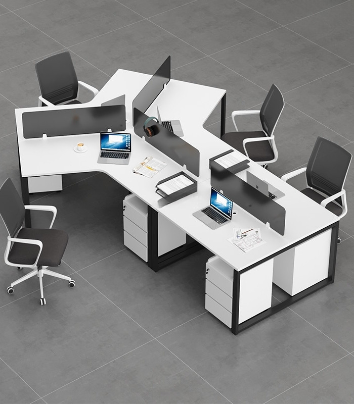 Cụm bàn làm việc 4+1 người LBV73.12 352x268 - Trắng