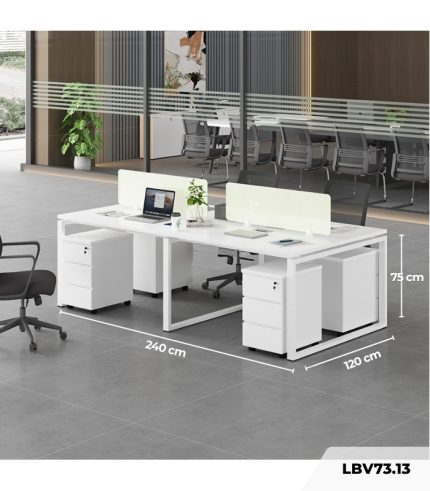Cụm bàn làm việc 4 người LBV73.13 240x120 - Trắng