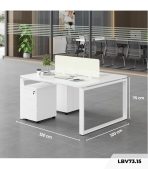 Cụm bàn làm việc 2 người LBV73.15 120x120 - Trắng