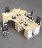 Cụm bàn làm việc 4+1 người LBV73.2 352x268 - Vân gỗ nhạt