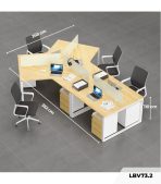 Cụm bàn làm việc 4+1 người LBV73.2 352x268 - Vân gỗ nhạt