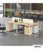 Cụm bàn làm việc 4 người LBV73.3 240x120 - Vân gỗ nhạt