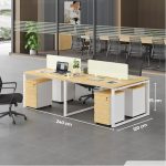 Cụm bàn làm việc 4 người LBV73.3 240x120 - Vân gỗ nhạt