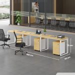 Cụm bàn làm việc 3 người LBV73.4 360x60 - Vân gỗ nhạt