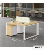 Cụm bàn làm việc 2 người LBV73.5 120x120 - Vân gỗ nhạt