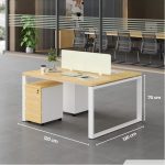 Cụm bàn làm việc 2 người LBV73.5 120x120 - Vân gỗ nhạt