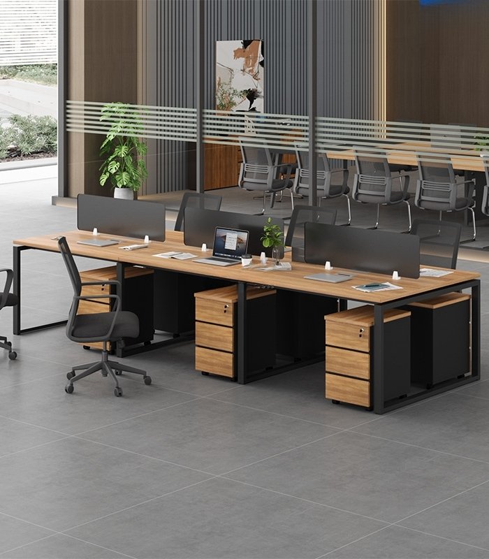 Cụm bàn làm việc 6 người LBV73.6 360x120 - Vân gỗ đậm