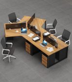 Cụm bàn làm việc 4+1 người LBV73.7 352x268 - Vân gỗ đậm