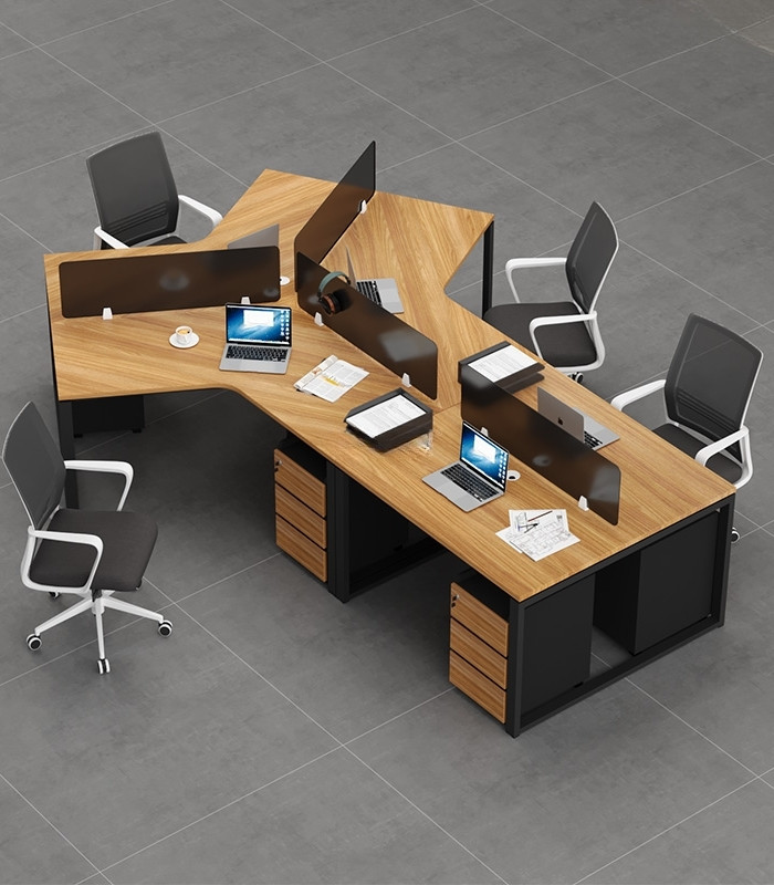 Cụm bàn làm việc 4+1 người LBV73.7 352x268 - Vân gỗ đậm