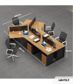 Cụm bàn làm việc 4+1 người LBV73.7 352x268 - Vân gỗ đậm