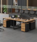 Cụm bàn làm việc 4 người LBV73.8 240x120 - Vân gỗ đậm - Ảnh 2