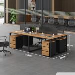 Cụm bàn làm việc 4 người LBV73.8 240x120 - Vân gỗ đậm
