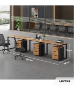 Cụm bàn làm việc 3 người LBV73.9 360x60 - Vân gỗ đậm