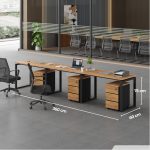 Cụm bàn làm việc 3 người LBV73.9 360x60 - Vân gỗ đậm