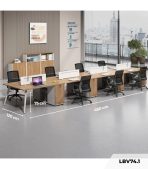 Cụm bàn làm việc 8 người LBV74.1 480x120 - Vân gỗ đậm