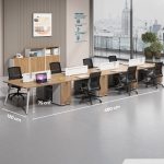 Cụm bàn làm việc 8 người LBV74.1 480x120 - Vân gỗ đậm