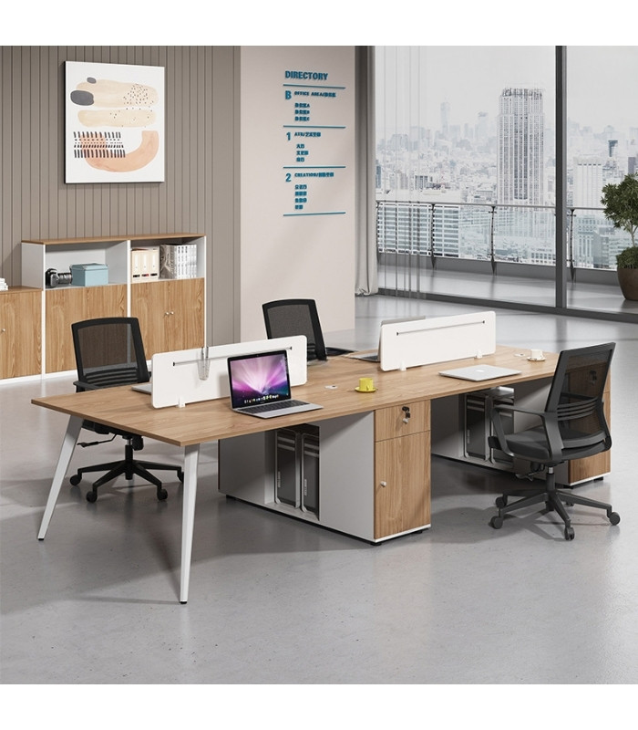 Cụm bàn làm việc 4 người LBV74.3 240x120 - Vân gỗ đậm