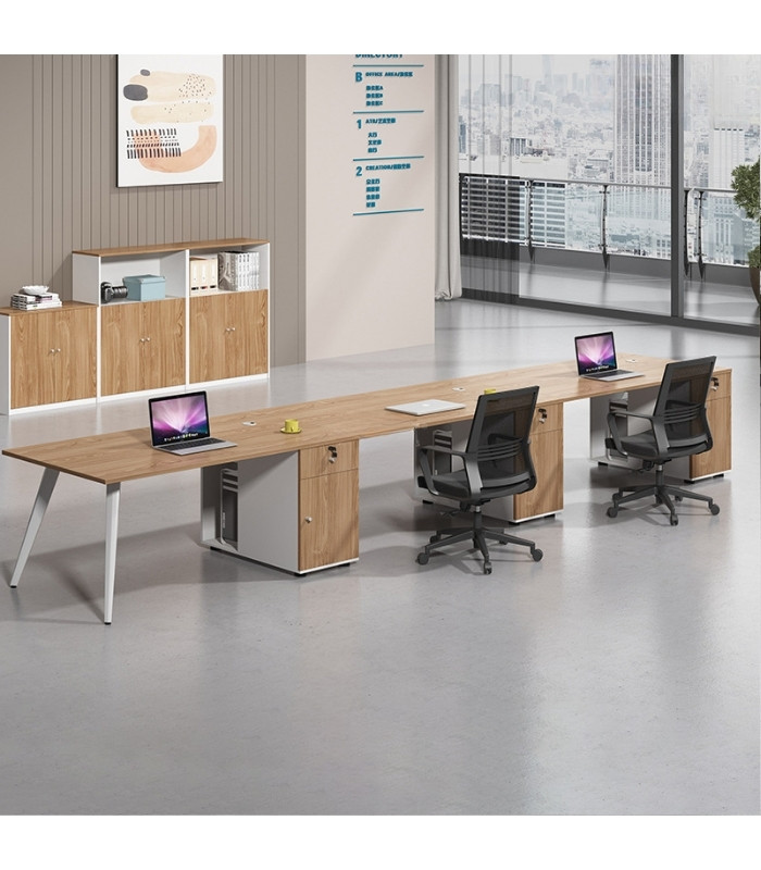 Cụm bàn làm việc 3 người LBV74.4 360x60 - Vân gỗ đậm