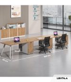 Cụm bàn làm việc 3 người LBV74.4 360x60 - Vân gỗ đậm