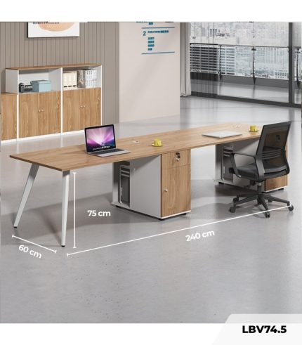 Cụm bàn làm việc 2 người LBV74.5 240x60 - Vân gỗ đậm