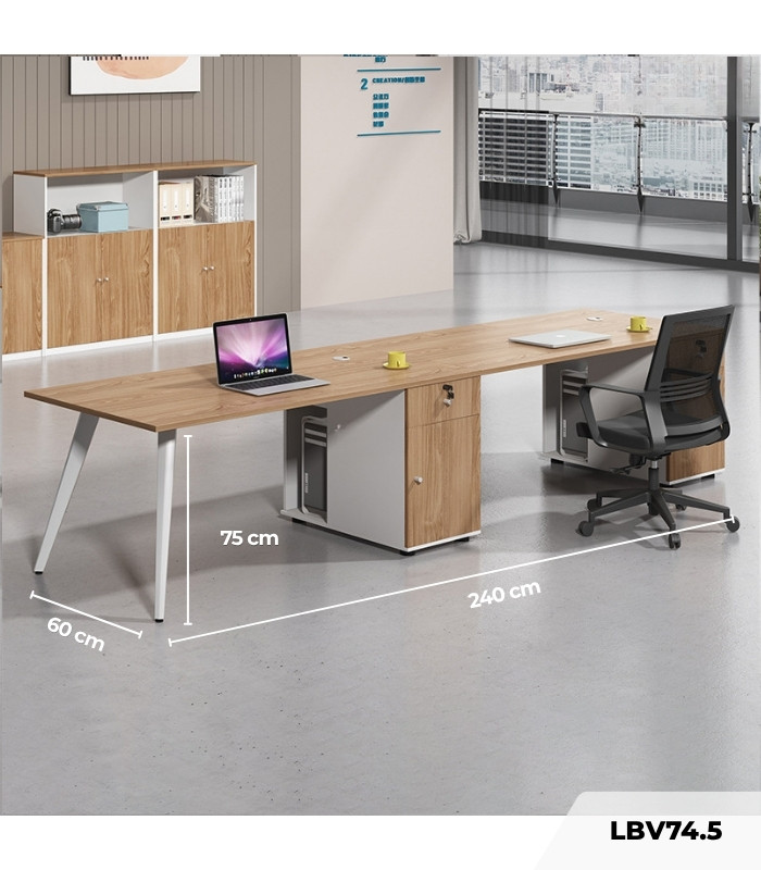 Cụm bàn làm việc 2 người LBV74.5 240x60 - Vân gỗ đậm