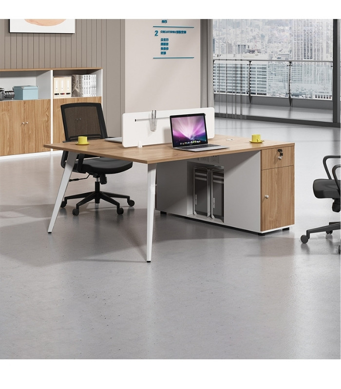 Cụm bàn làm việc 2 người LBV74.6 120x120 - Vân gỗ đậm