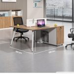 Cụm bàn làm việc 2 người LBV74.6 120x120 - Vân gỗ đậm