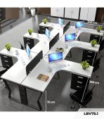 Cụm bàn làm việc 6 người LBV75.1 360x240 - Trắng Khung đen
