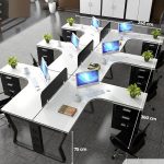 Cụm bàn làm việc 6 người LBV75.1 360x240 - Trắng Khung đen