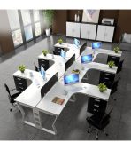 Cụm bàn làm việc 6 người LBV75.2 360x240 - Trắng Khung trắng
