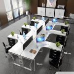 Cụm bàn làm việc 6 người LBV75.2 360x240 - Trắng Khung trắng