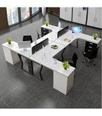 Cụm bàn làm việc 4 người LBV75.3 240x240 - Trắng Khung đen