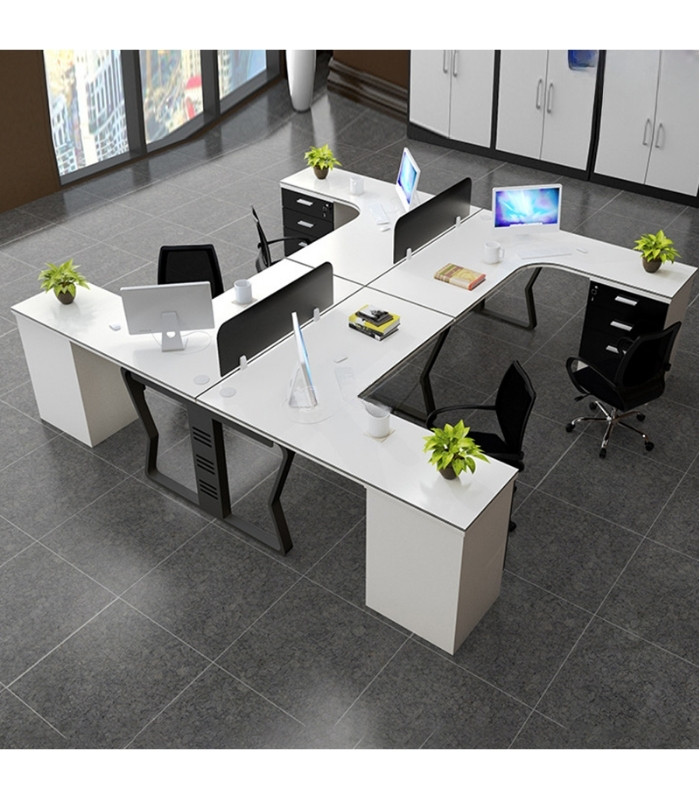 Cụm bàn làm việc 4 người LBV75.3 240x240 - Trắng Khung đen