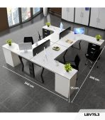 Cụm bàn làm việc 4 người LBV75.3 240x240 - Trắng Khung đen