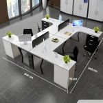 Cụm bàn làm việc 4 người LBV75.3 240x240 - Trắng Khung đen
