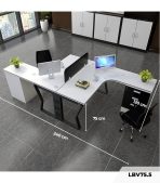 Cụm bàn làm việc 2 người LBV75.5 240x120 - Trắng Khung đen