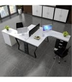 Cụm bàn làm việc 2 người LBV75.5 240x120 - Trắng Khung đen - Ảnh 2