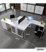 Cụm bàn làm việc 2 người LBV75.6 240x120 - Trắng Khung trắng