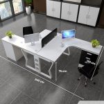 Cụm bàn làm việc 2 người LBV75.6 240x120 - Trắng Khung trắng